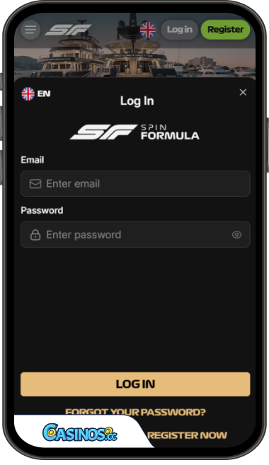 SpinFormula Casino Login from Mobile