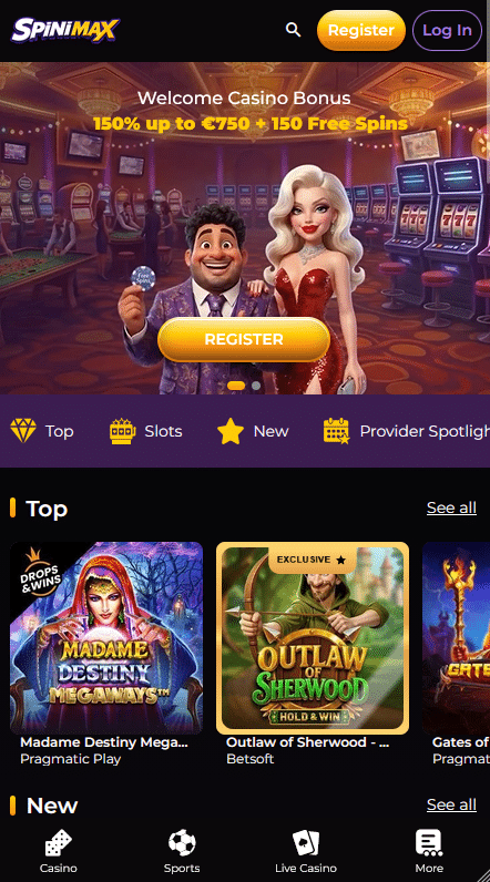 Spinimax Casino Lobby