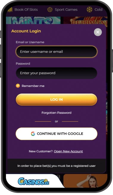 Spinimax Casino Login from Mobile