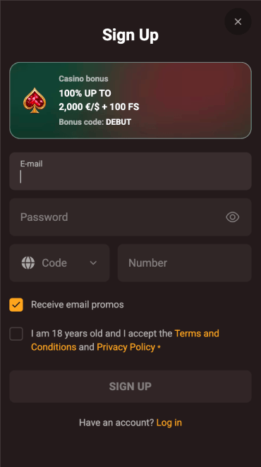 WinKingdom Casino Sign up