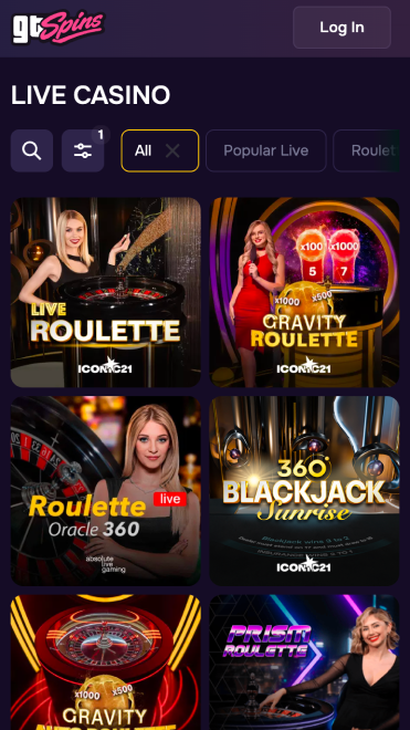 GT Spins Casino Live Games