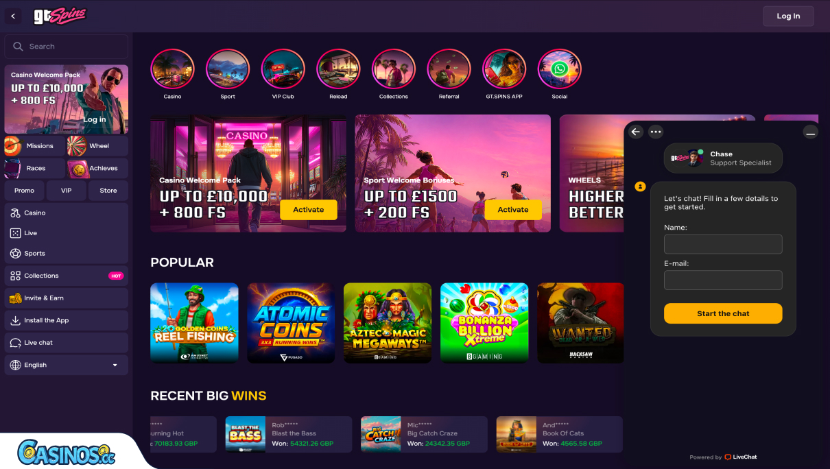 GT Spins Casino Support