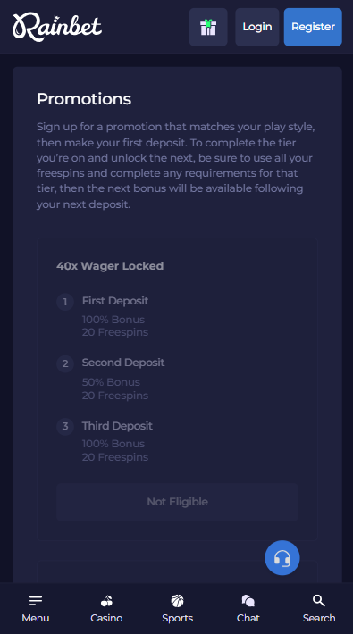 RainBet Casino Bonuses