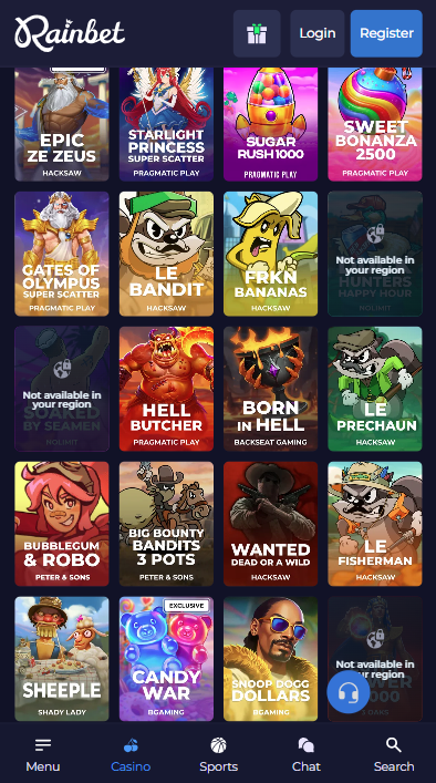 RainBet Casino Games
