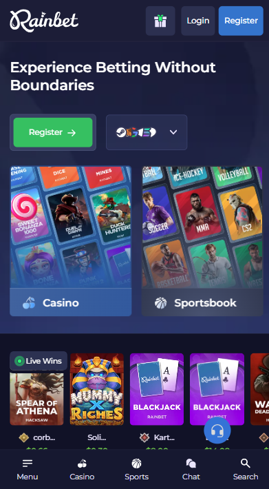 RainBet Casino Lobby