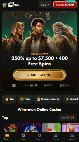WinCrown Casino Lobby