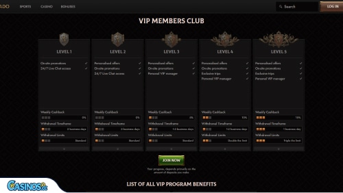 Crusado Casino VIP program