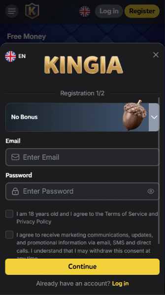 Kingia Casino Sign Up