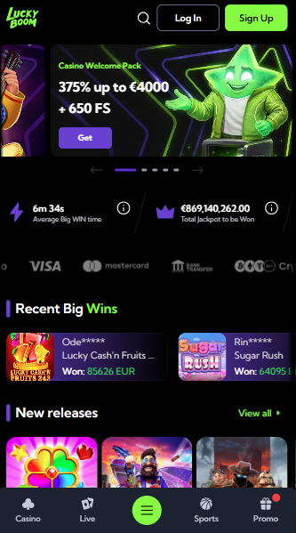 LuckyBoom Casino Lobby