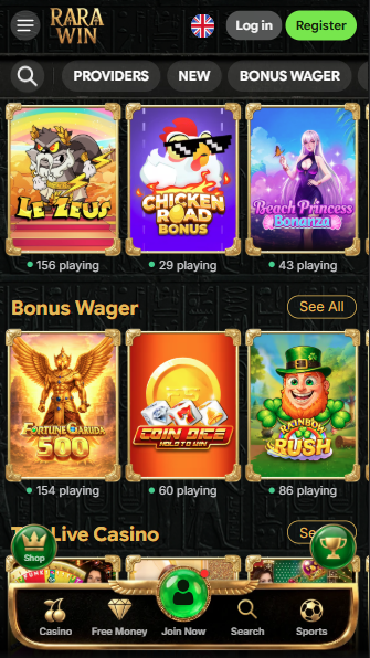 RaraWin Casino Lobby