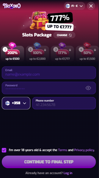 Trixino Casino Sign Up